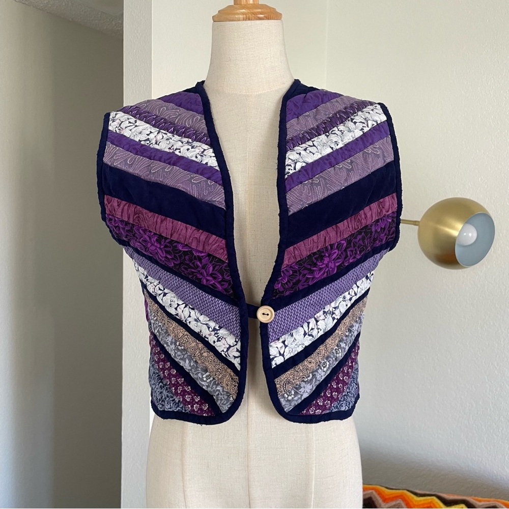 Vintage Floral Multiprint Hippie Boho Festival Quilt Vest